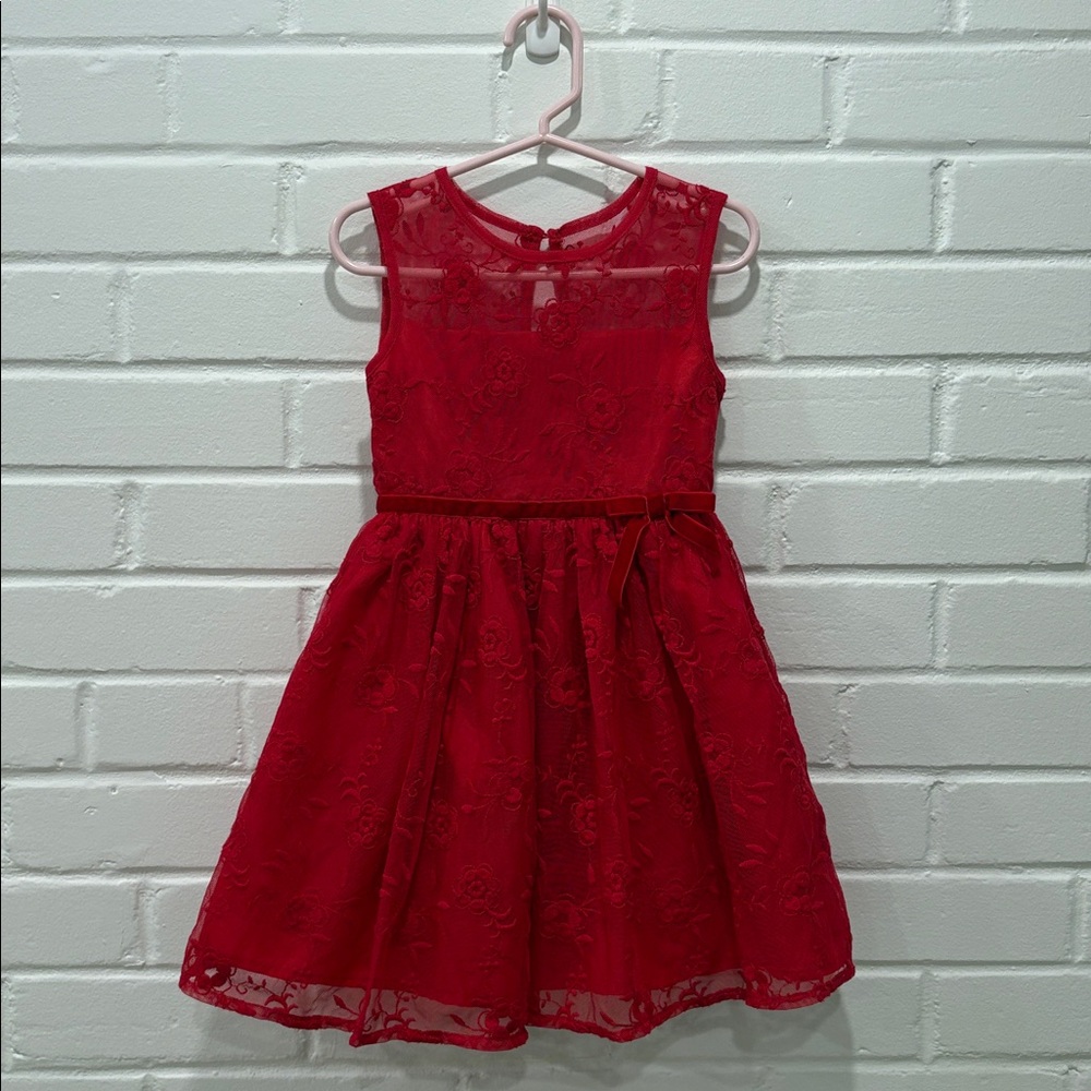 Charming Scarlet Lace Kids Dress